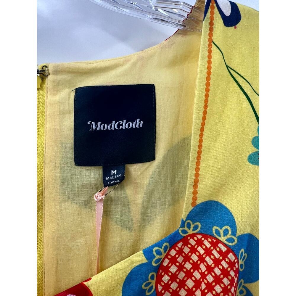 ModCloth Women’s Yellow Floral Retro Summer Garden Party Dress Size Medium NWT - Picture 5 of 9